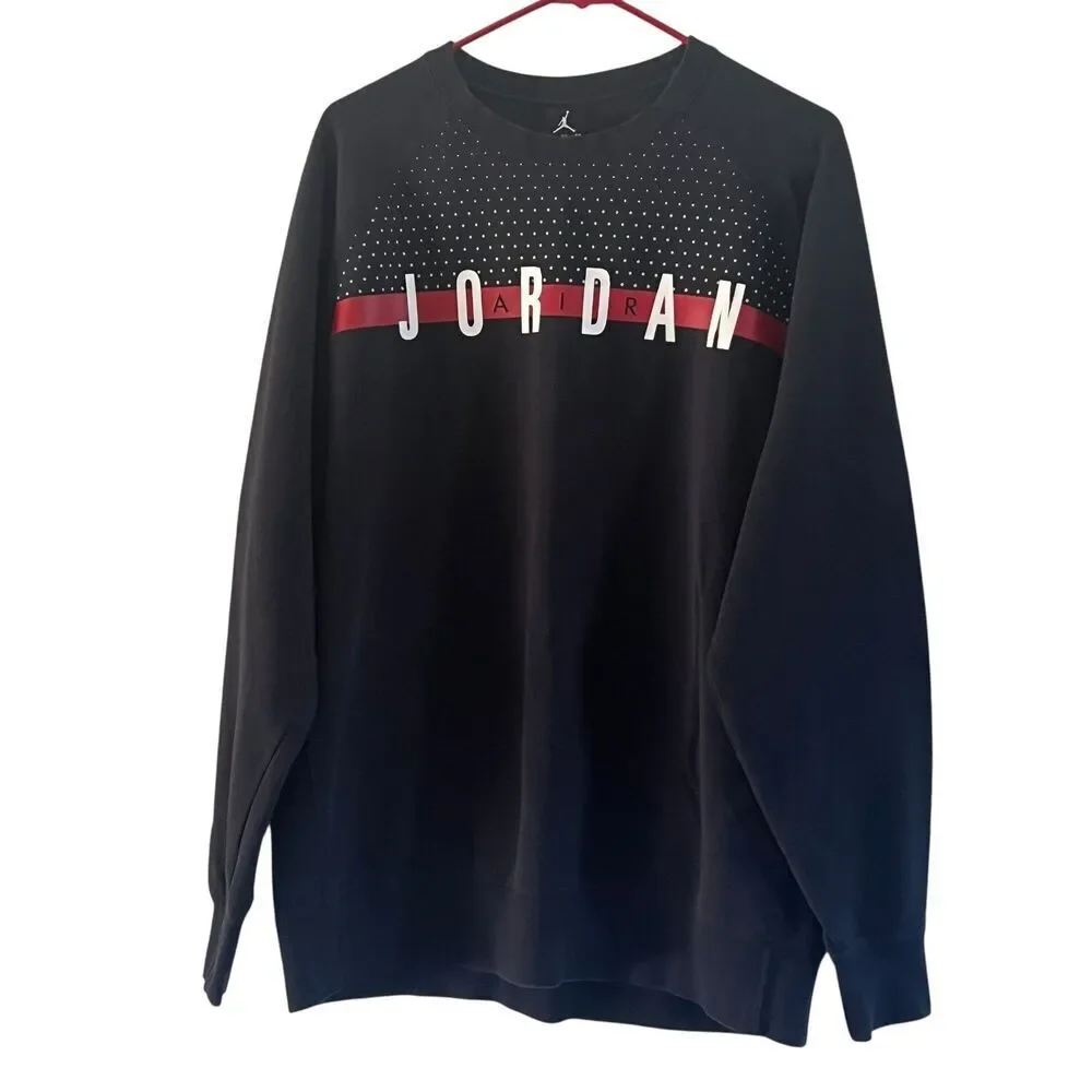 Jordan Black Crew Neck Sweatshirt Pullover Jumper Men's XL Extra Large